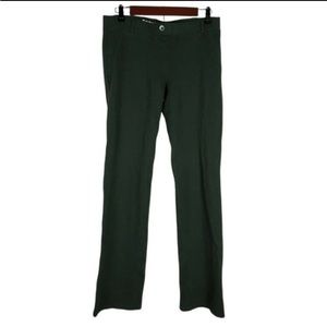 BETABRAND Medium Long Green Dress Yoga Pants, Ponte Knit Straight Leg